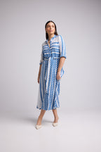 Robe Longue - Leya Long - Blanc Bleu