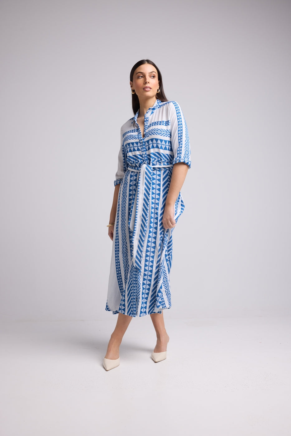 Robe Longue - Leya Long - Blanc Bleu