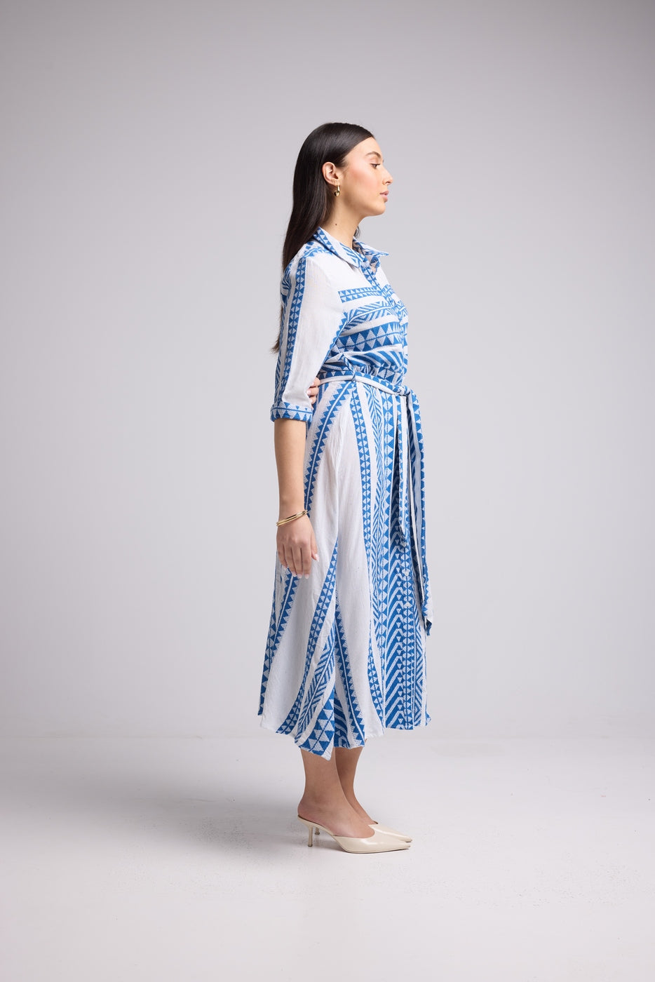 Robe Longue - Leya Long - Blanc Bleu