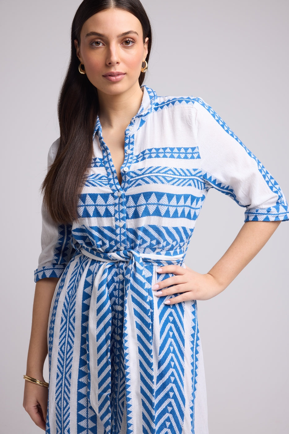 Robe Longue - Leya Long - Blanc Bleu