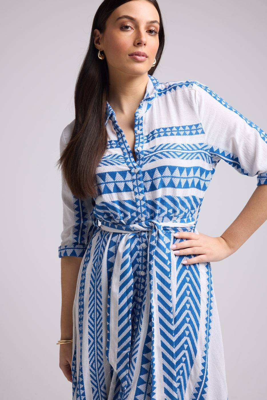 Robe Longue - Leya Long - Blanc Bleu