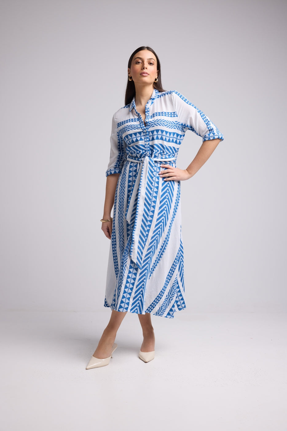 Robe Longue - Leya Long - Blanc Bleu