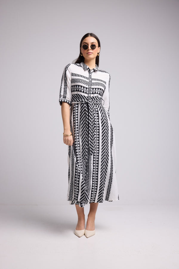 Robe Longue - Leya Long - Blanc Noir