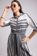 Robe Longue - Leya Long - Blanc Noir