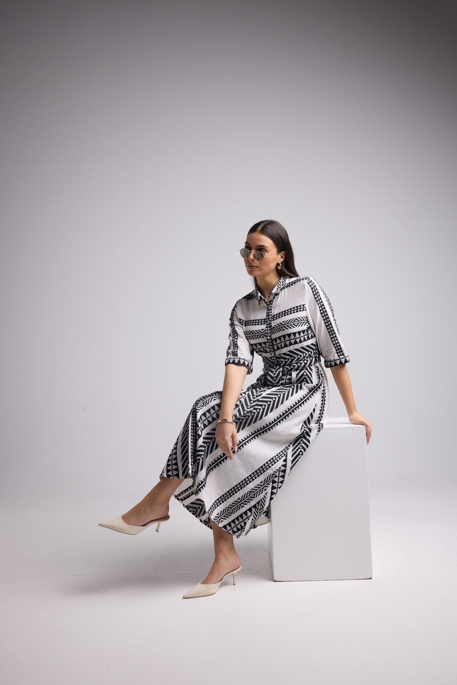 Robe Longue - Leya Long - Blanc Noir