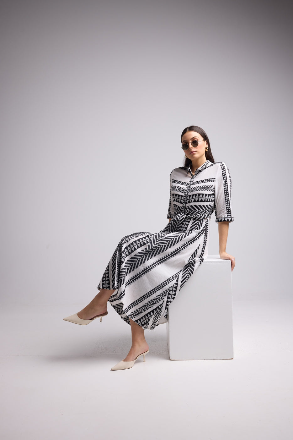 Robe Longue - Leya Long - Blanc Noir