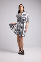 Vestido Corto - Leya Corto - Blanco Negro