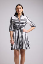 Vestido Corto - Leya Corto - Blanco Negro