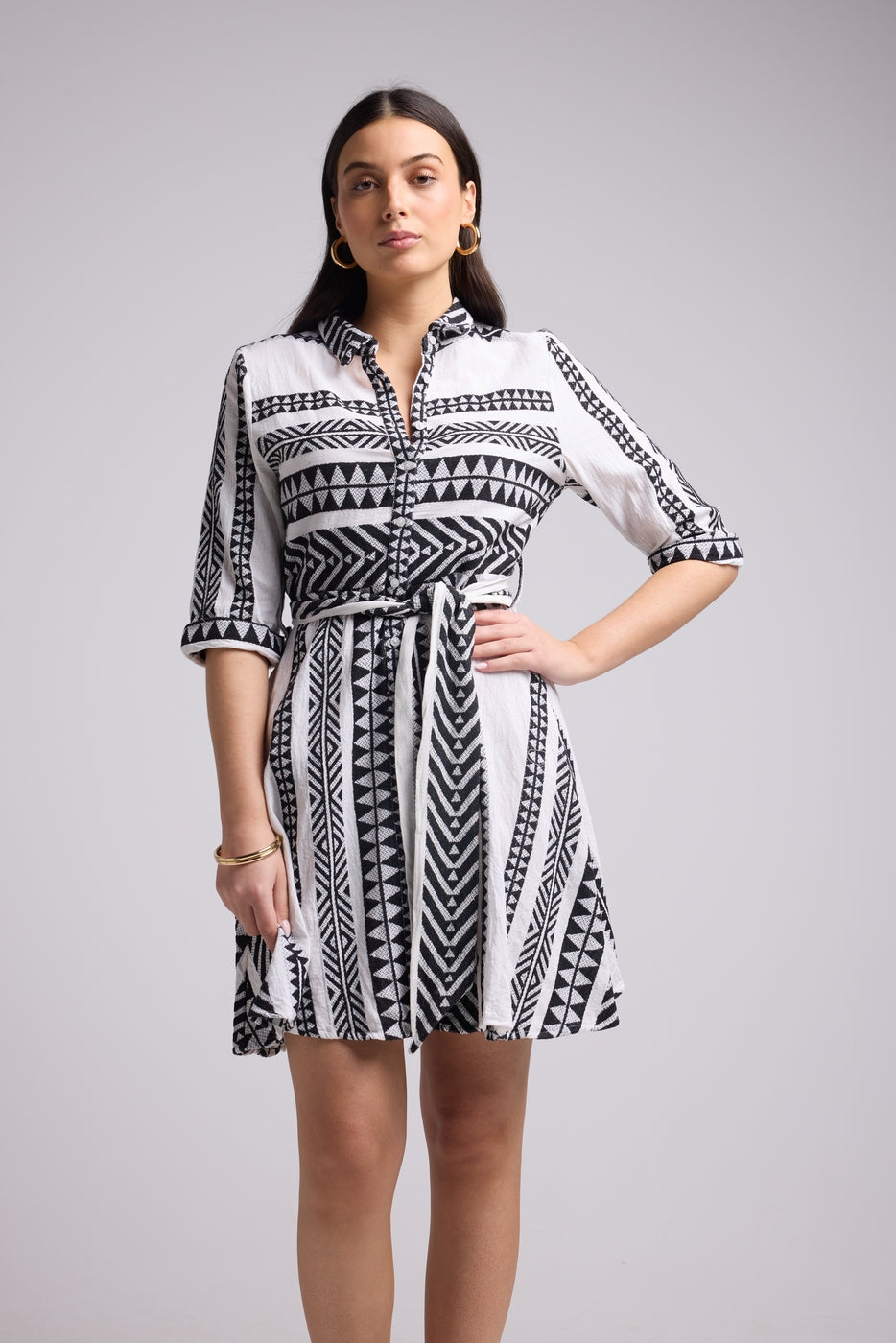 Vestido Corto - Leya Corto - Blanco Negro