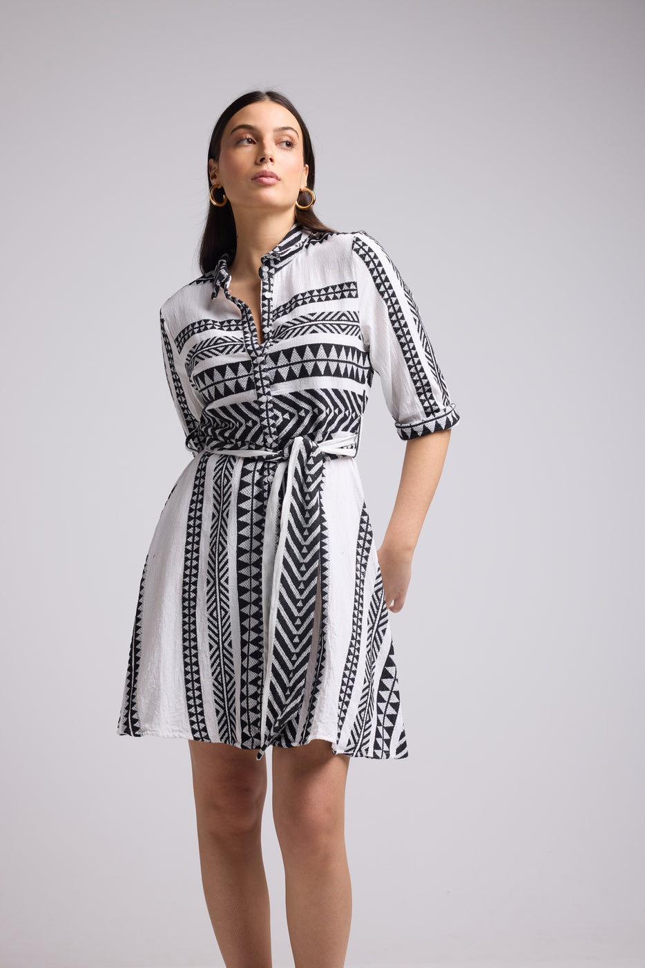 Vestido Corto - Leya Corto - Blanco Negro