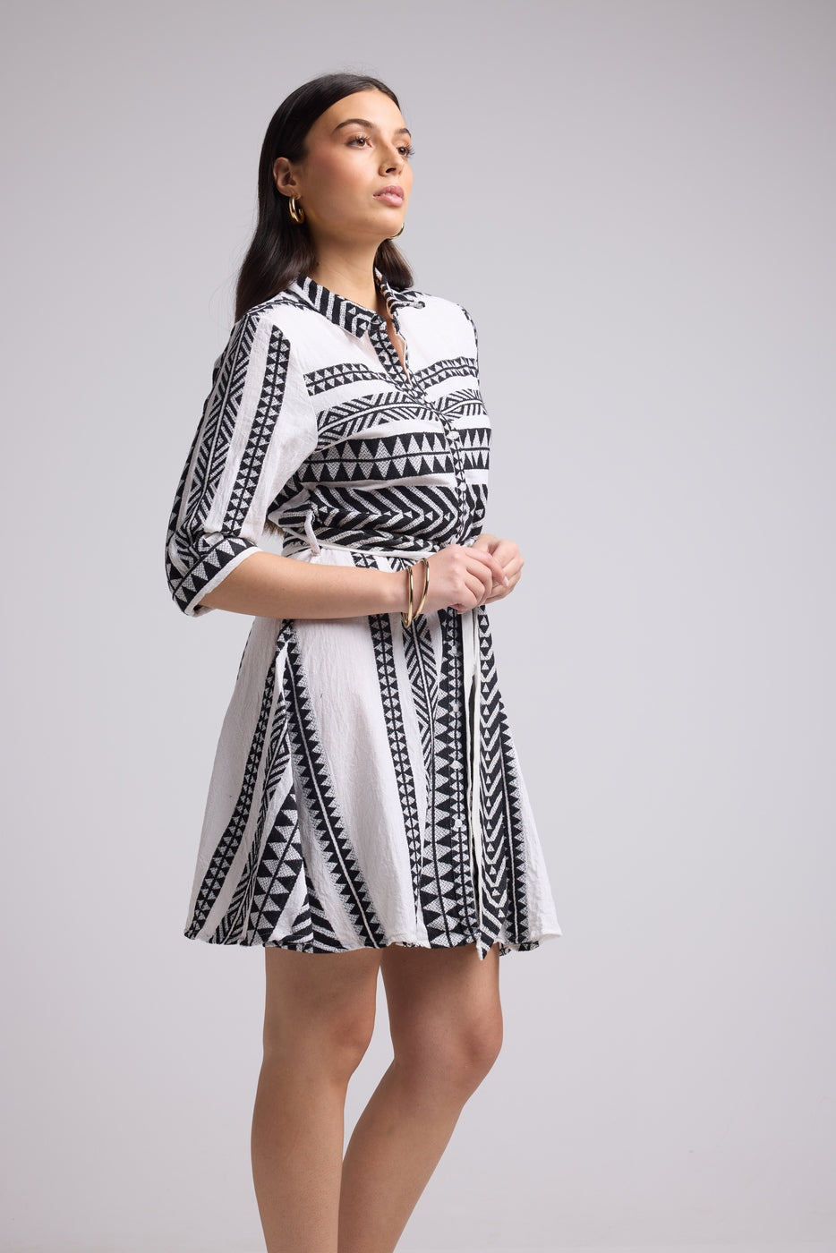 Vestido Corto - Leya Corto - Blanco Negro