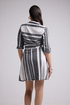 Vestido Corto - Leya Corto - Blanco Negro