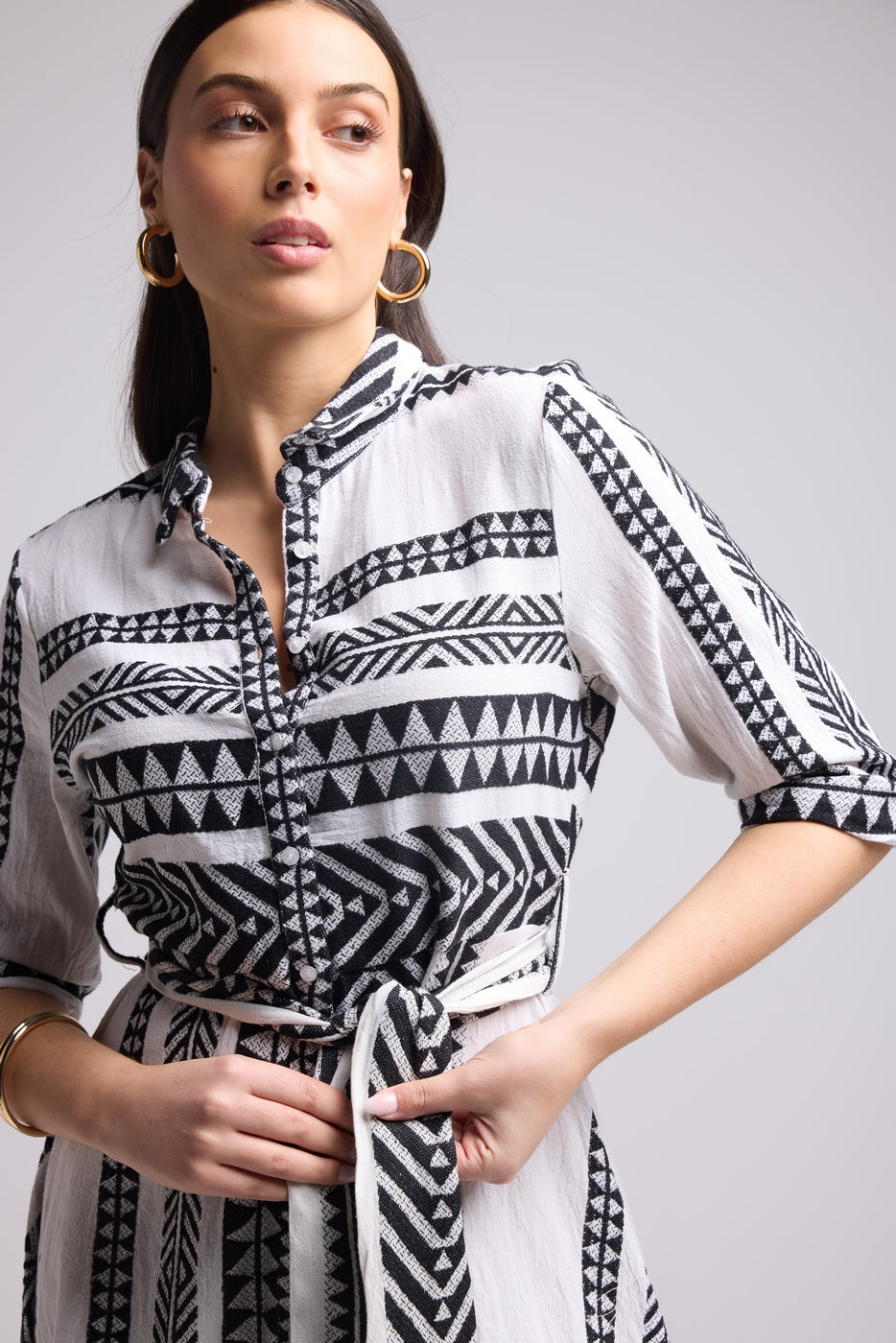 Vestido Corto - Leya Corto - Blanco Negro
