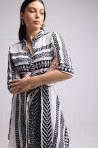 Vestido Corto - Leya Corto - Blanco Negro