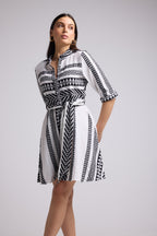 Vestido Corto - Leya Corto - Blanco Negro