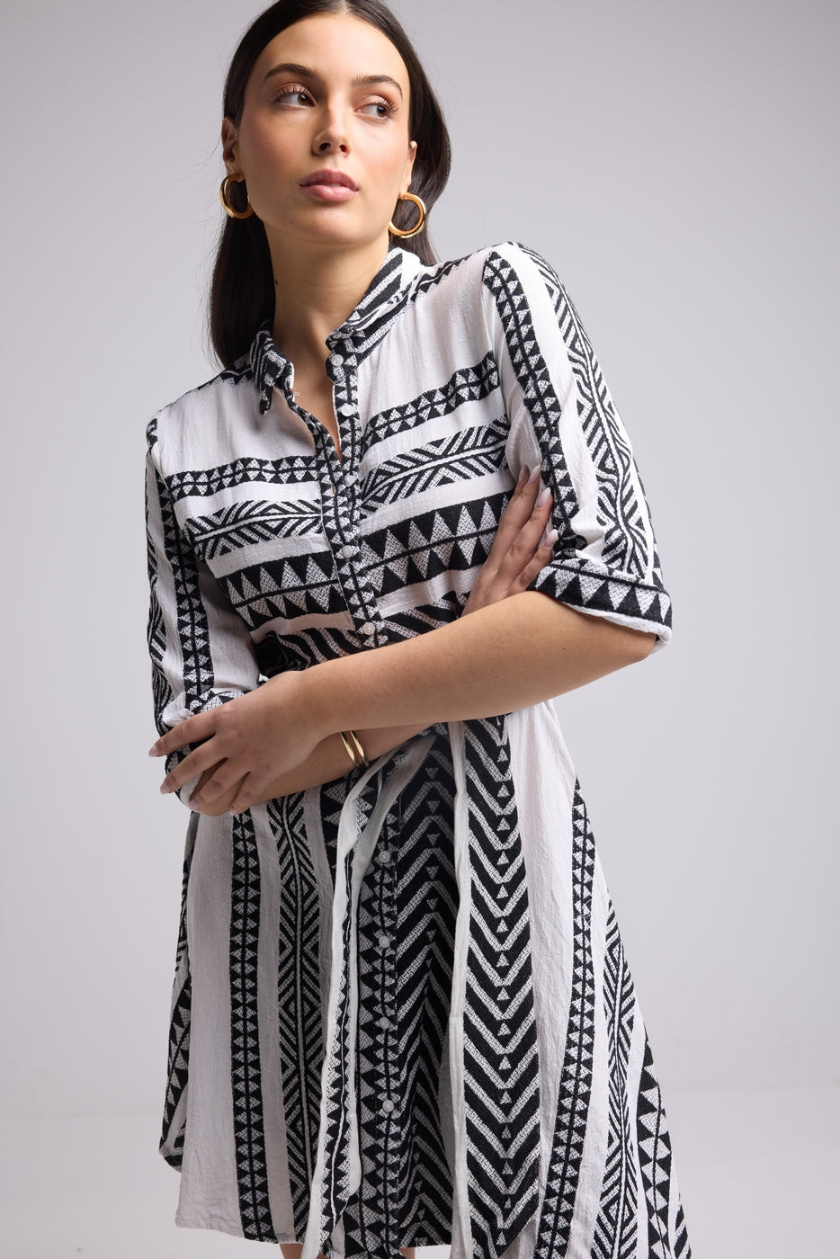 Vestido Corto - Leya Corto - Blanco Negro