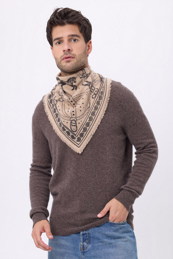 Lille Bandana Le Harnais - Beige Creme Sort - Mænd