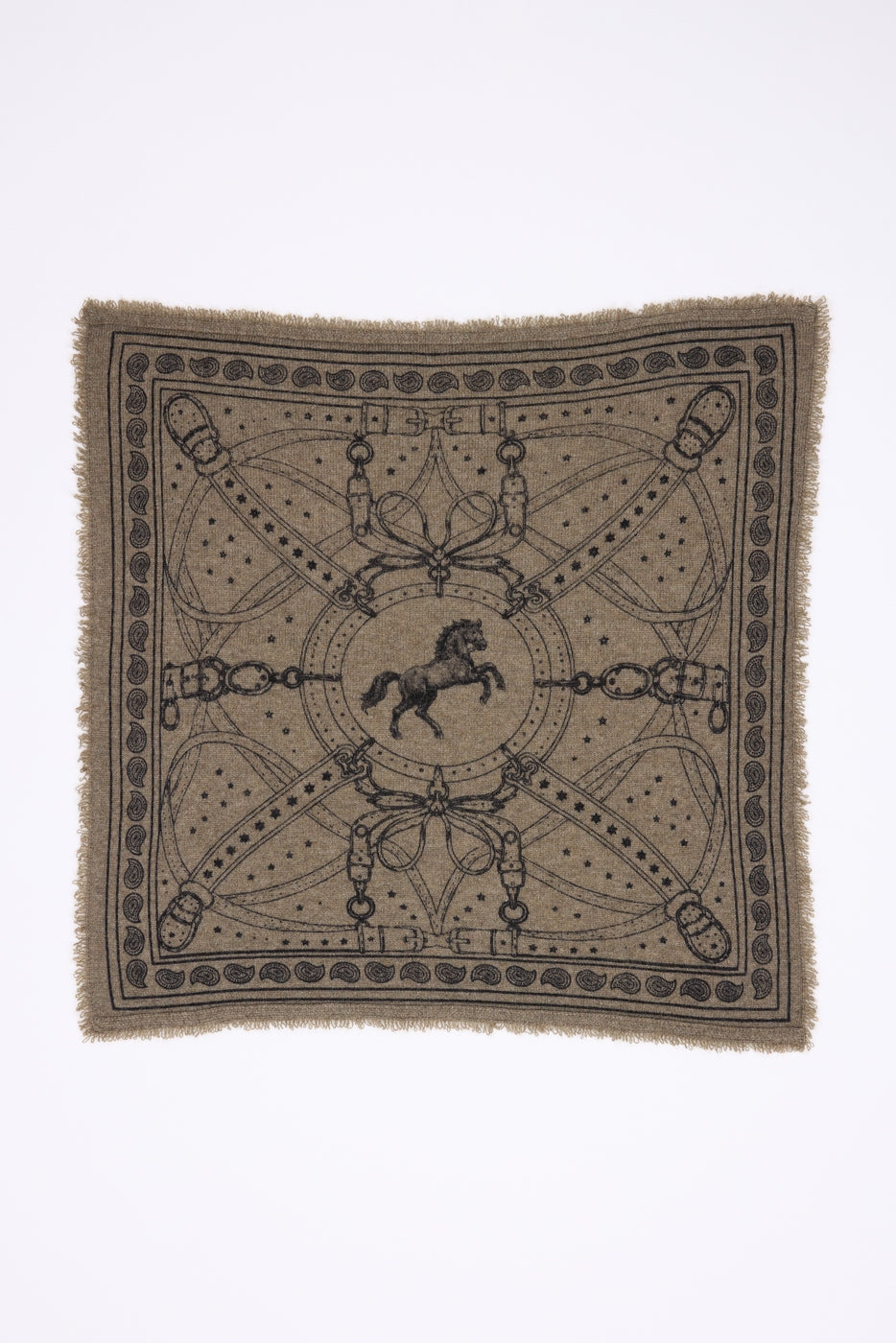 Petit Bandana Le Harnais - Vert Khaki Noir - Femme