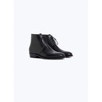 Lace-up Leather Ankle Boots - Black