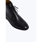 Lace-up Leather Ankle Boots - Black