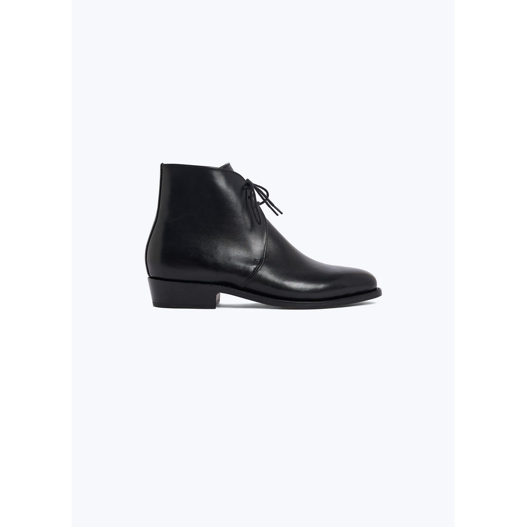 Lace-up Leather Ankle Boots - Black