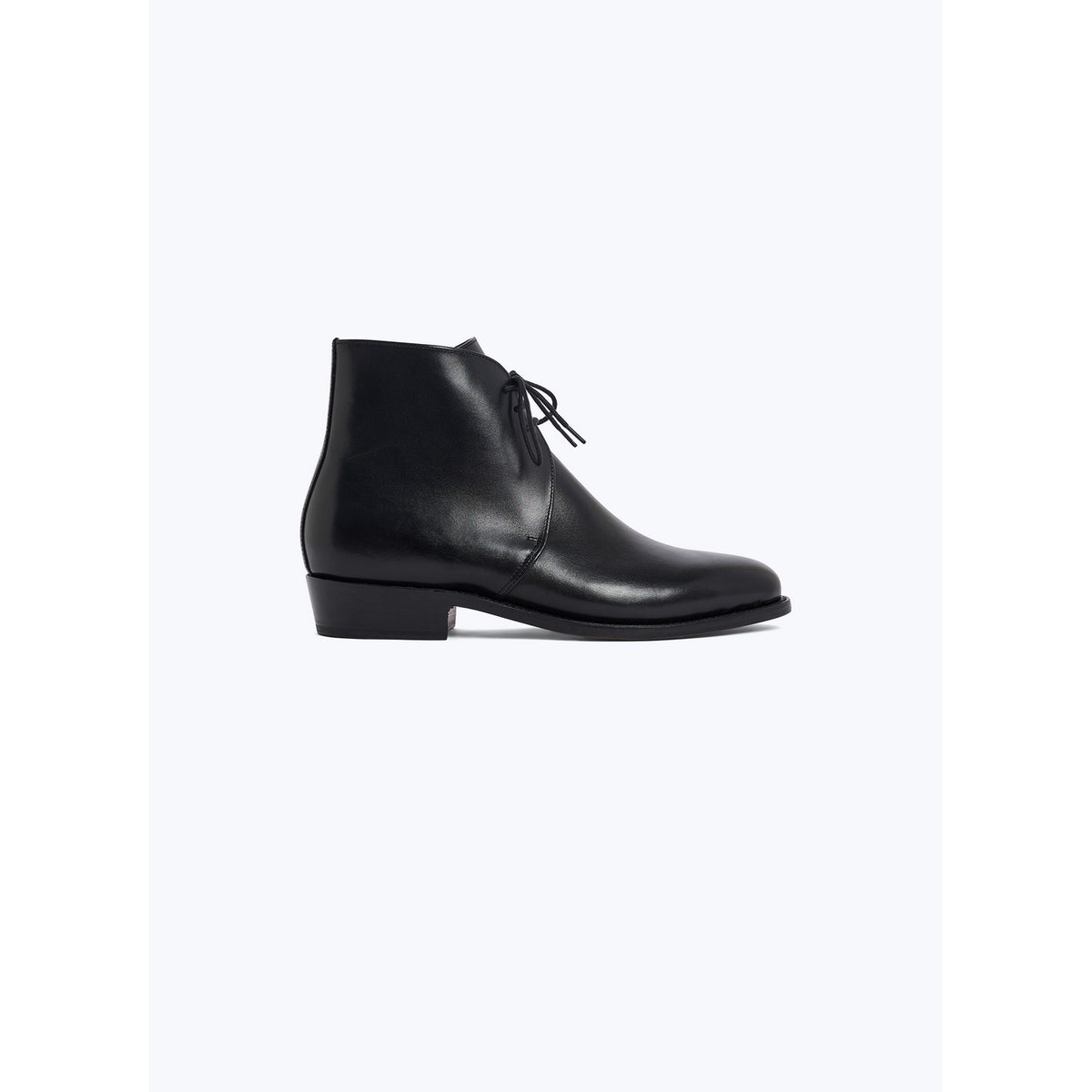 Lace-up Leather Ankle Boots - Black