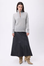 Jersey de cuello alto grande con cremallera y trenzas Lhasa - Gris claro - Mujer