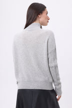 Jersey de cuello alto grande con cremallera y trenzas Lhasa - Gris claro - Mujer