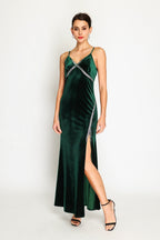 Abito da sera in velluto – Verde Amazzonia – Donna