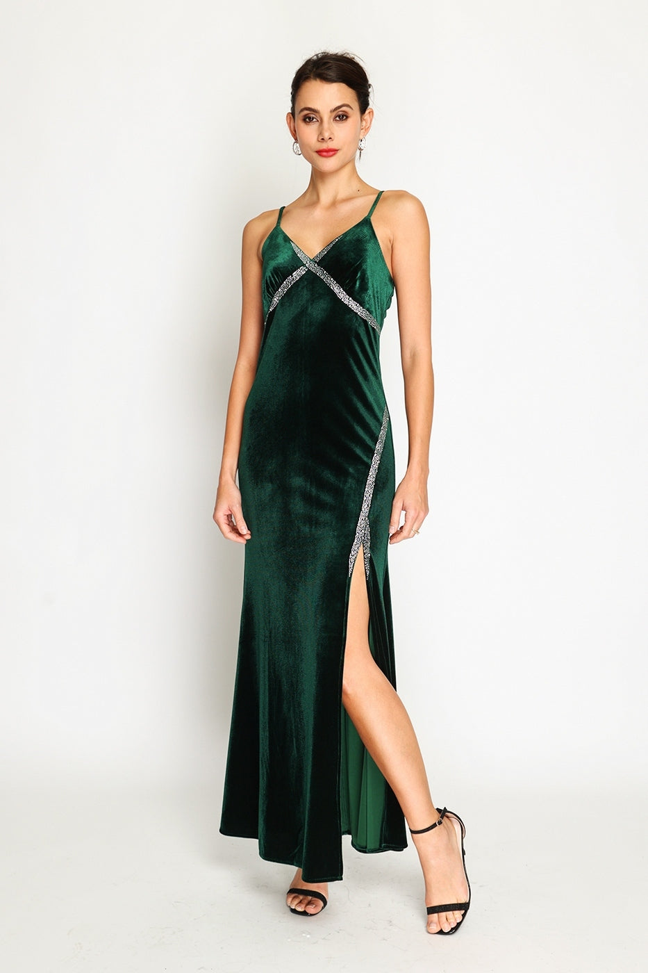 Abito da sera in velluto – Verde Amazzonia – Donna