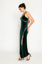 Abito da sera in velluto – Verde Amazzonia – Donna