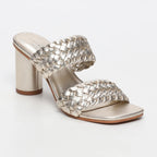 Sandalias de tacón lila - Dorado