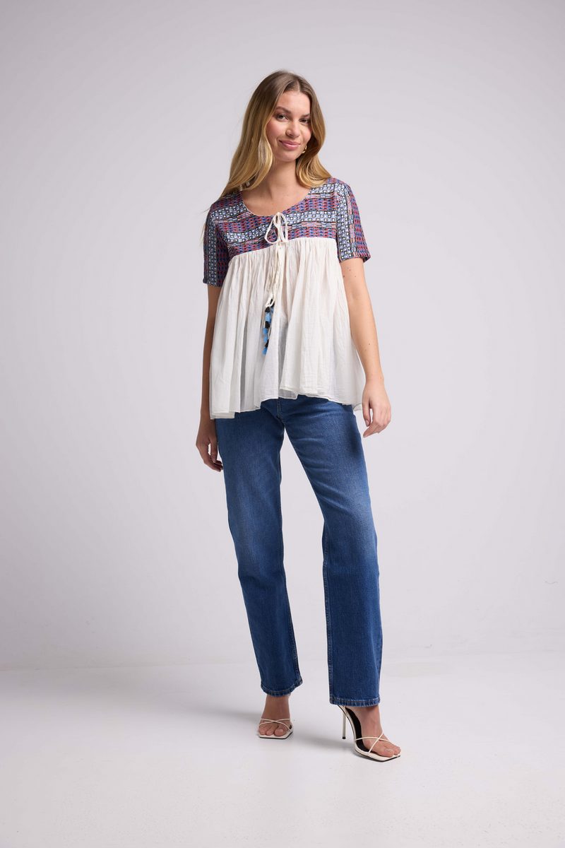 Blouse Manches Courtes - Blanc