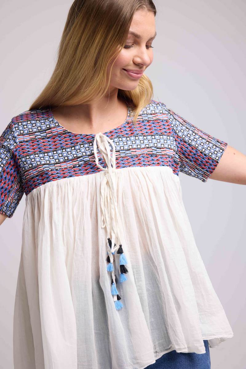 Blouse Manches Courtes - Blanc