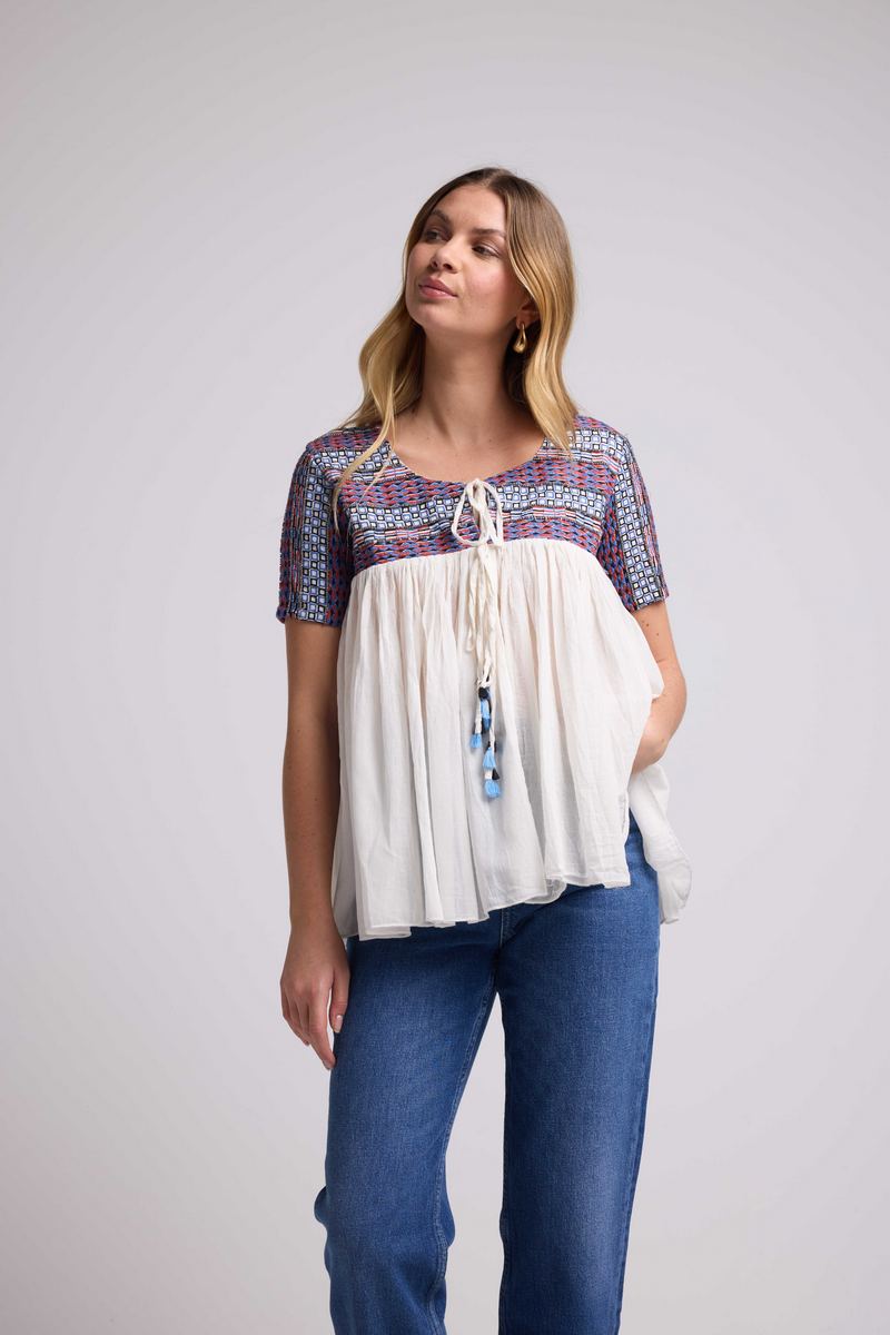Blouse Manches Courtes - Blanc