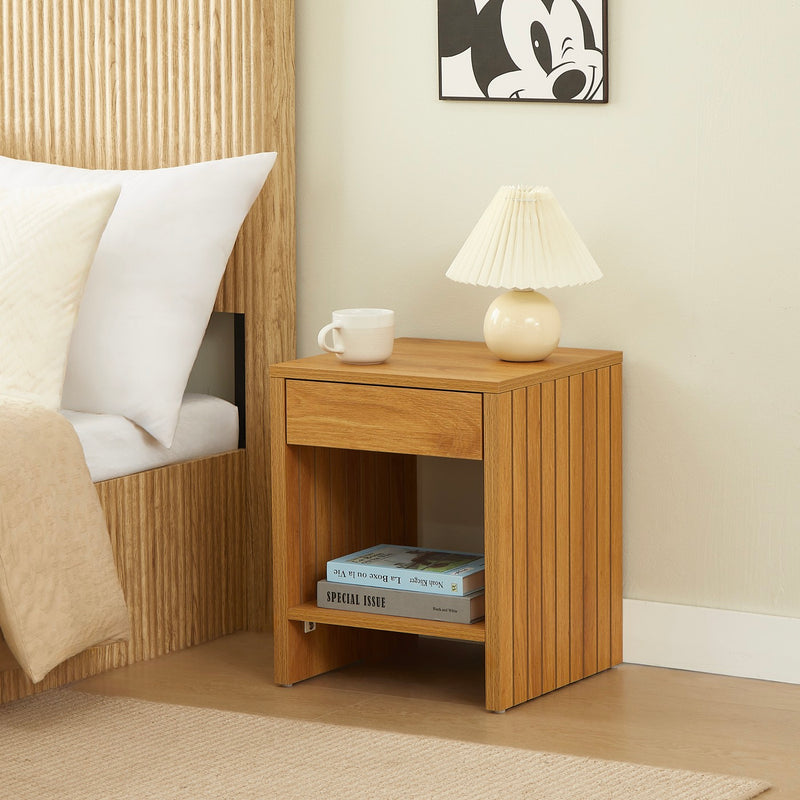 Table De Chevet - Lima - Effet Chêne - 1 Tiroir