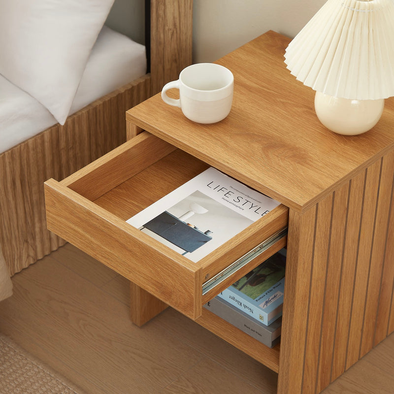 Table De Chevet - Lima - Effet Chêne - 1 Tiroir