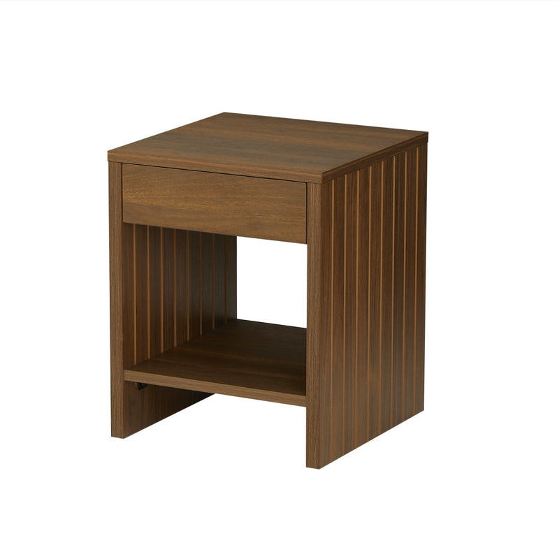 Table De Chevet - Lima - Effet Noyer - 1 Tiroir