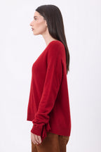 Lina Fringed V-Neck Jumper - Coulis - Women