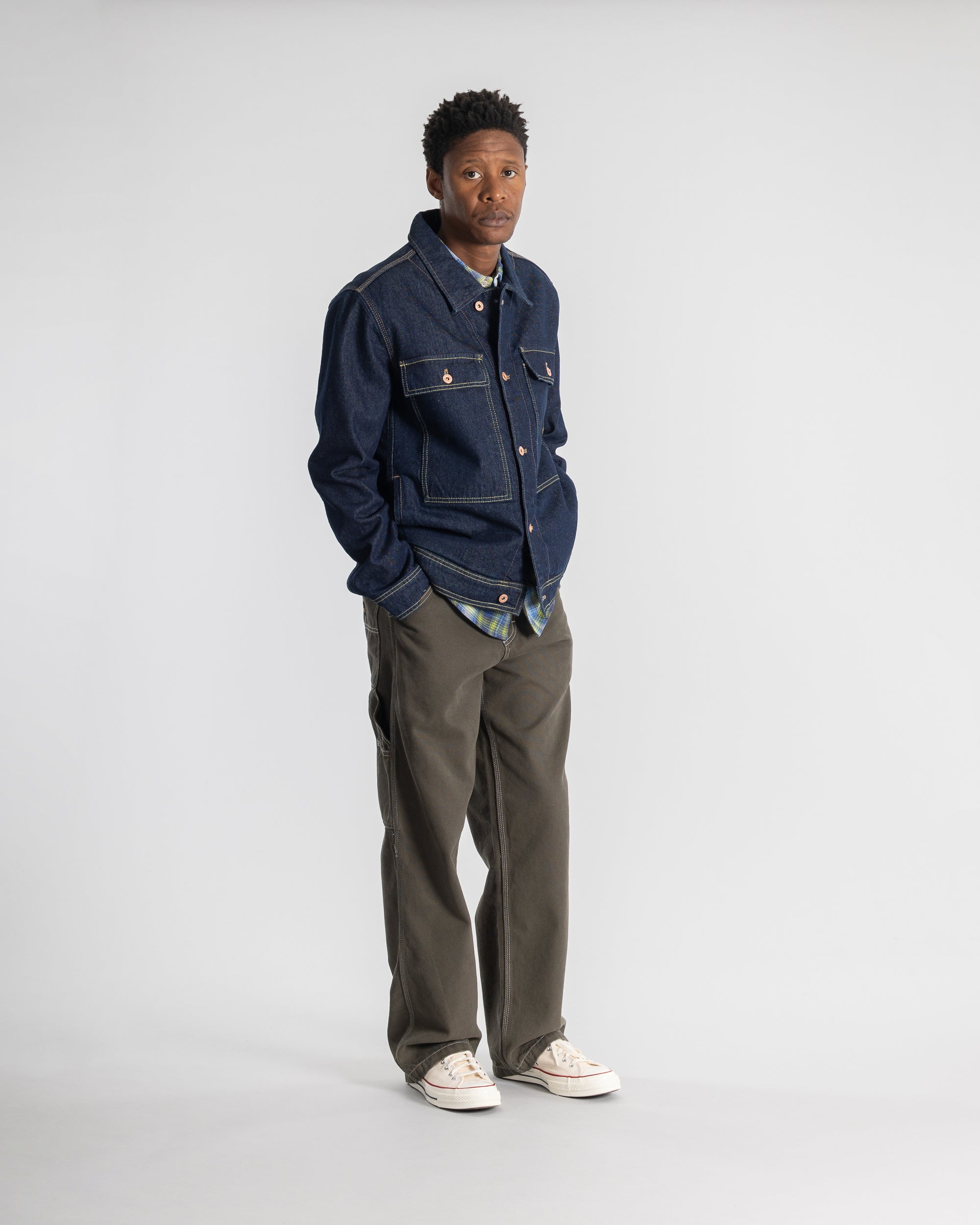 Lined Trucker Jacket - Single Rinse Denim