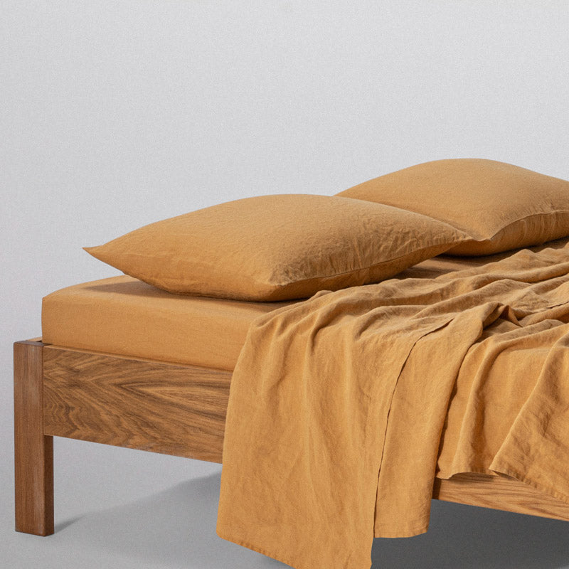 2 Taies D'Oreiller En Lin Lavé 190G/M² - Miel