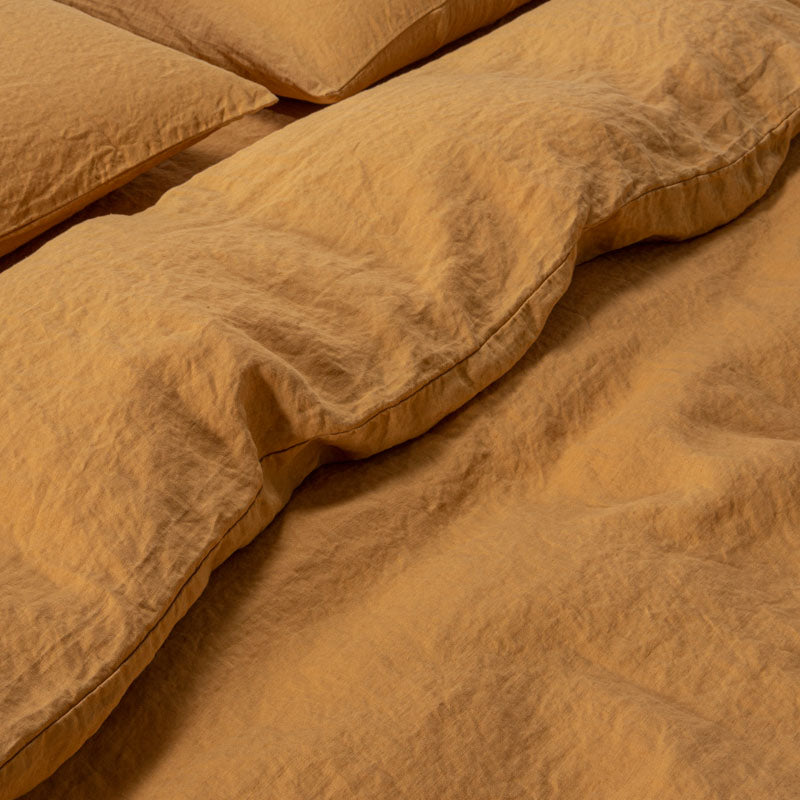 Fitted Sheet - In Washed Linen - Honey
