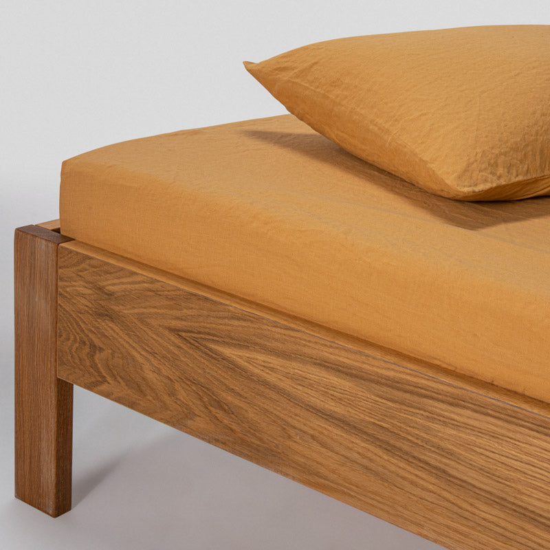Fitted Sheet - In Washed Linen - Honey