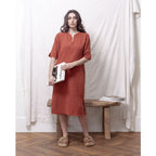 Robe Frangée En Gaze De Coton - Rouge