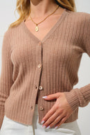 Cardigan Col V - Lise - Camel Chiné