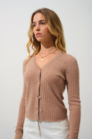 Cardigan Col V - Lise - Camel Chiné