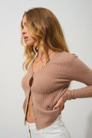 Cardigan Col V - Lise - Camel Chiné