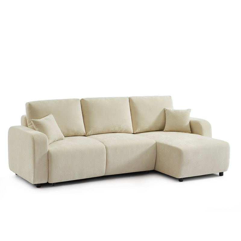 Livio - Canapé D'Angle 4 Places - Tissu Beige