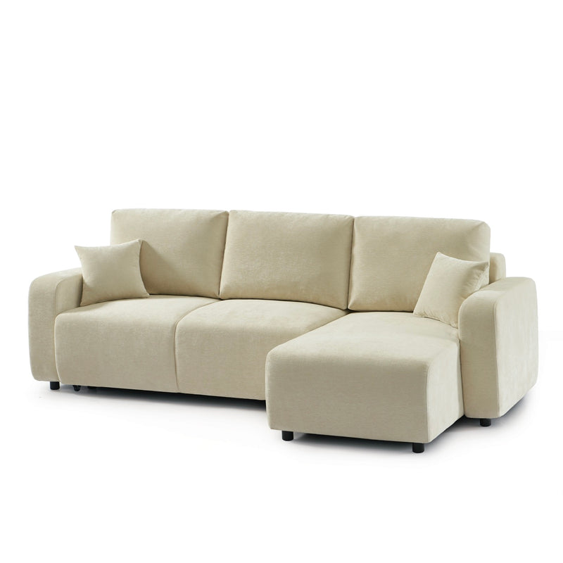 Livio - Canapé D'Angle 4 Places - Tissu Beige