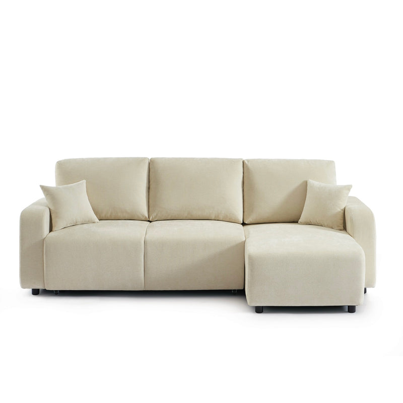 Livio - Canapé D'Angle 4 Places - Tissu Beige
